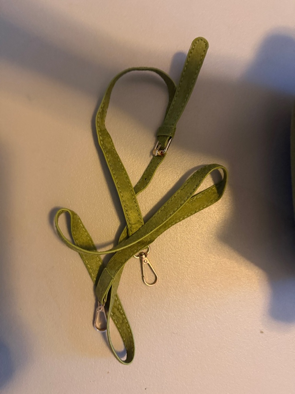 New Olive Green Mini Faux Suede Top-Handle Bucket Bag W/ strap - Picture 4 of 9